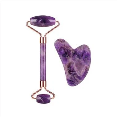 Sorcóir aghaidh amethyst agus tacar gua sha